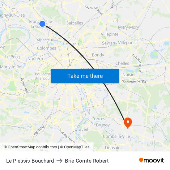 Le Plessis-Bouchard to Brie-Comte-Robert map