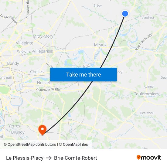 Le Plessis-Placy to Brie-Comte-Robert map