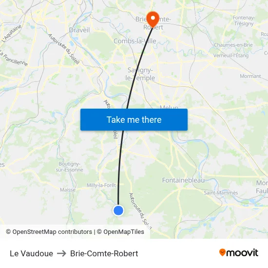 Le Vaudoue to Brie-Comte-Robert map