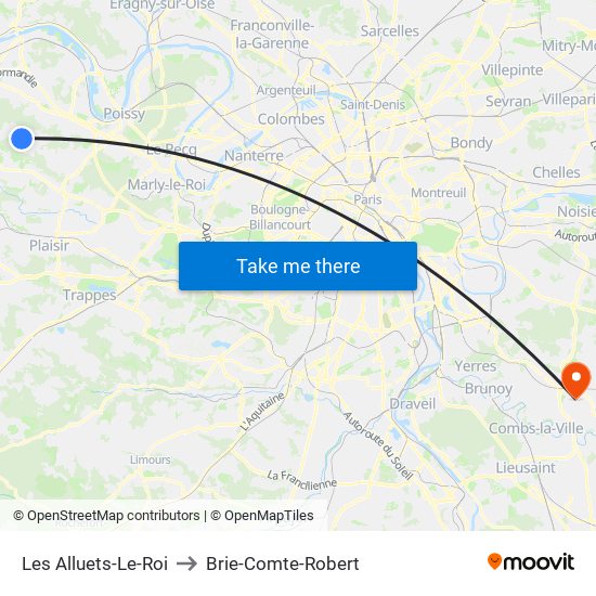 Les Alluets-Le-Roi to Brie-Comte-Robert map