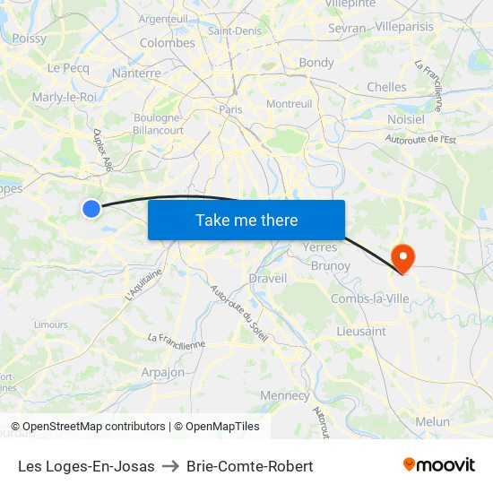 Les Loges-En-Josas to Brie-Comte-Robert map