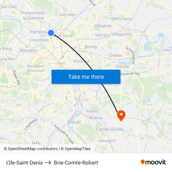 L'Ile-Saint-Denis to Brie-Comte-Robert map