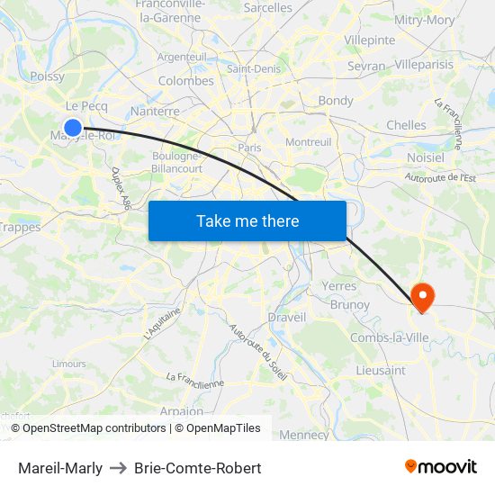 Mareil-Marly to Brie-Comte-Robert map