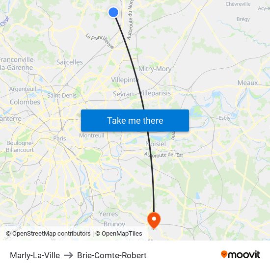 Marly-La-Ville to Brie-Comte-Robert map