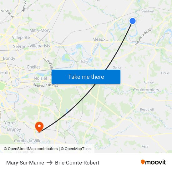 Mary-Sur-Marne to Brie-Comte-Robert map