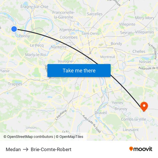 Medan to Brie-Comte-Robert map