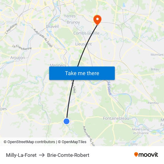Milly-La-Foret to Brie-Comte-Robert map