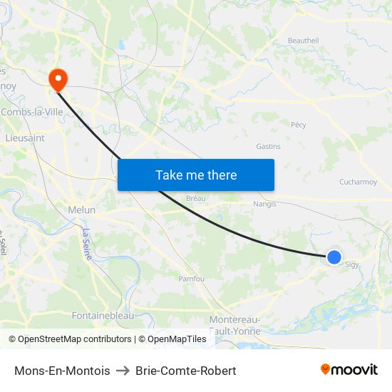 Mons-En-Montois to Brie-Comte-Robert map