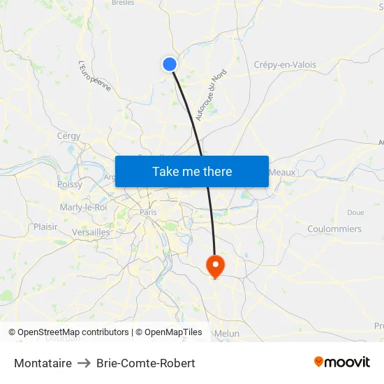 Montataire to Brie-Comte-Robert map