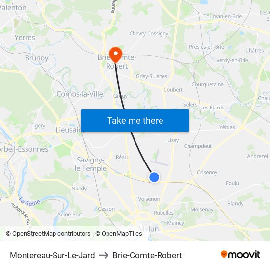 Montereau-Sur-Le-Jard to Brie-Comte-Robert map