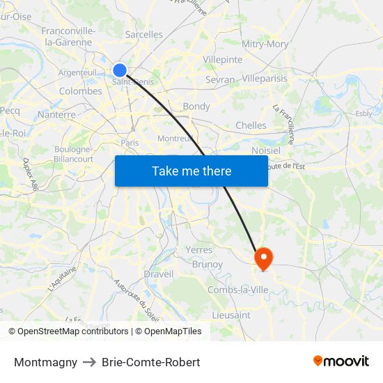 Montmagny to Brie-Comte-Robert map