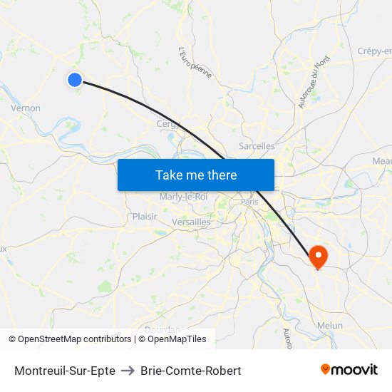 Montreuil-Sur-Epte to Brie-Comte-Robert map