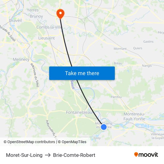 Moret-Sur-Loing to Brie-Comte-Robert map