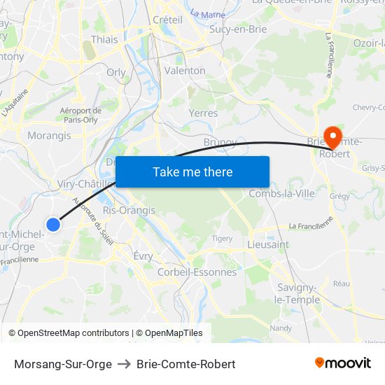 Morsang-Sur-Orge to Brie-Comte-Robert map