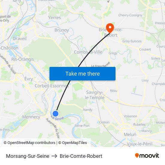 Morsang-Sur-Seine to Brie-Comte-Robert map