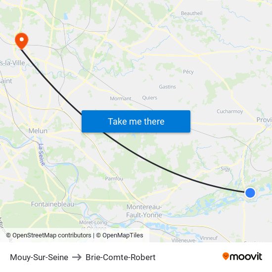 Mouy-Sur-Seine to Brie-Comte-Robert map