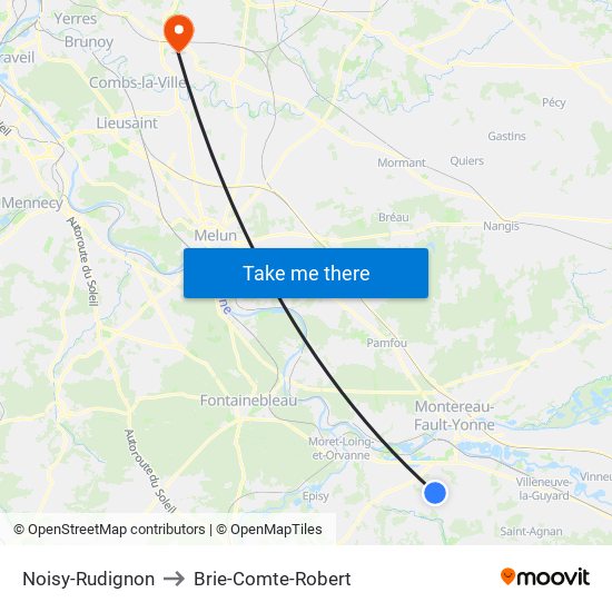 Noisy-Rudignon to Brie-Comte-Robert map