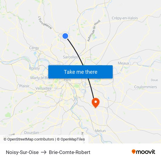 Noisy-Sur-Oise to Brie-Comte-Robert map
