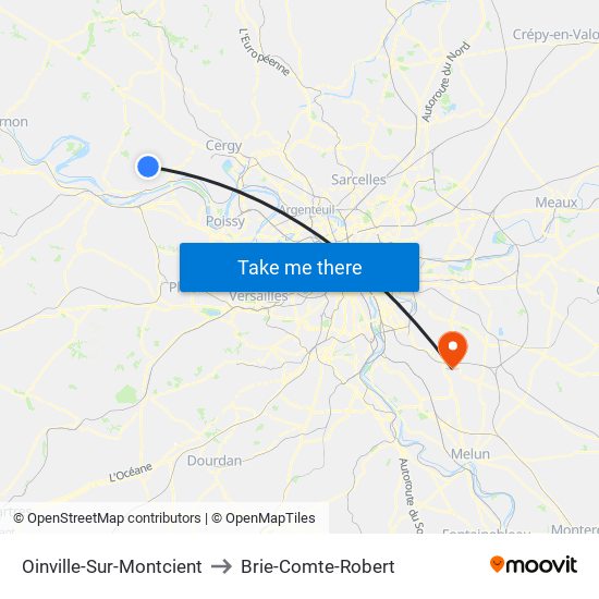 Oinville-Sur-Montcient to Brie-Comte-Robert map