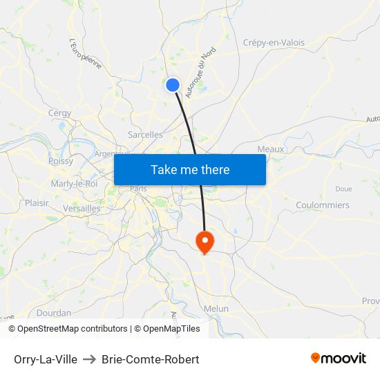 Orry-La-Ville to Brie-Comte-Robert map