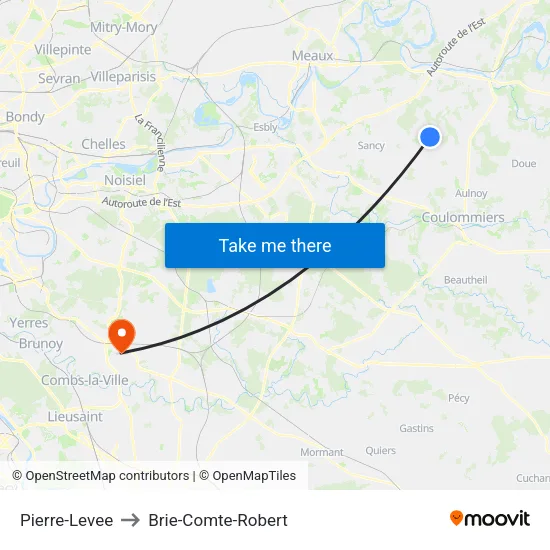 Pierre-Levee to Brie-Comte-Robert map