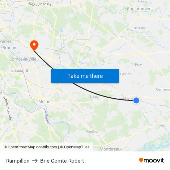 Rampillon to Brie-Comte-Robert map