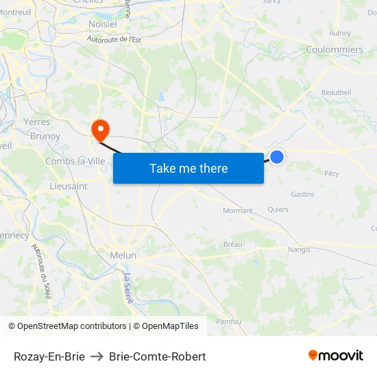 Rozay-En-Brie to Brie-Comte-Robert map