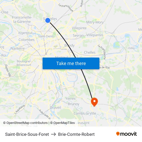 Saint-Brice-Sous-Foret to Brie-Comte-Robert map