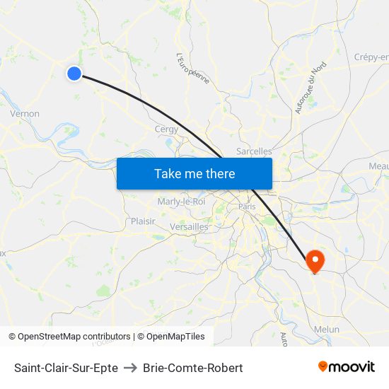 Saint-Clair-Sur-Epte to Brie-Comte-Robert map