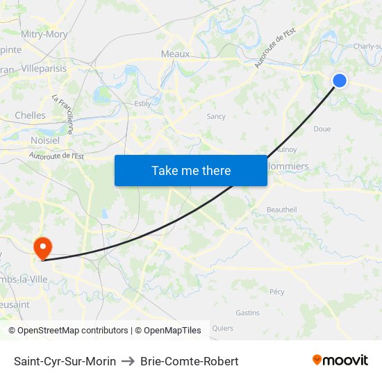 Saint-Cyr-Sur-Morin to Brie-Comte-Robert map