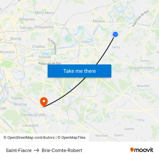Saint-Fiacre to Brie-Comte-Robert map
