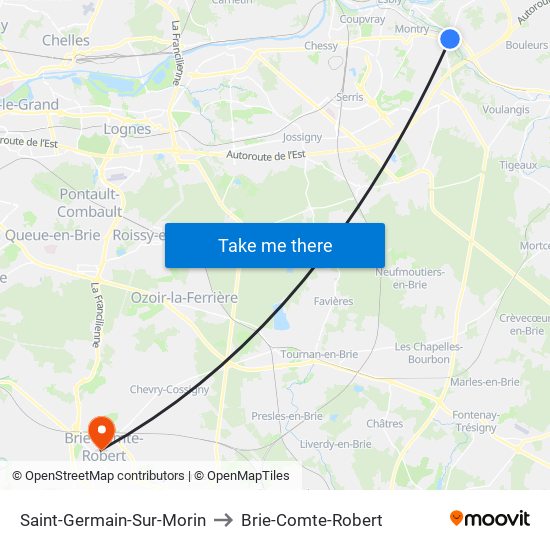 Saint-Germain-Sur-Morin to Brie-Comte-Robert map