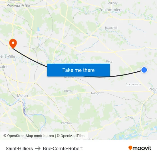 Saint-Hilliers to Brie-Comte-Robert map