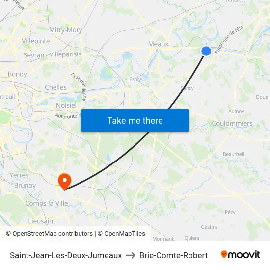 Saint-Jean-Les-Deux-Jumeaux to Brie-Comte-Robert map