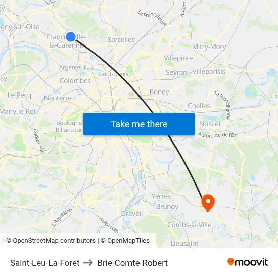 Saint-Leu-La-Foret to Brie-Comte-Robert map