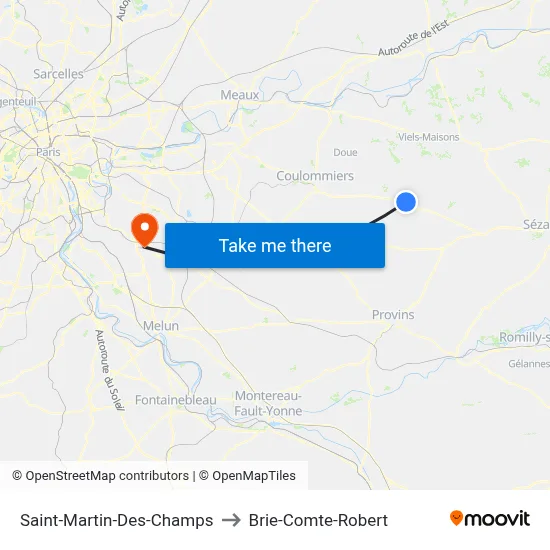Saint-Martin-Des-Champs to Brie-Comte-Robert map