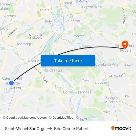 Saint-Michel-Sur-Orge to Brie-Comte-Robert map