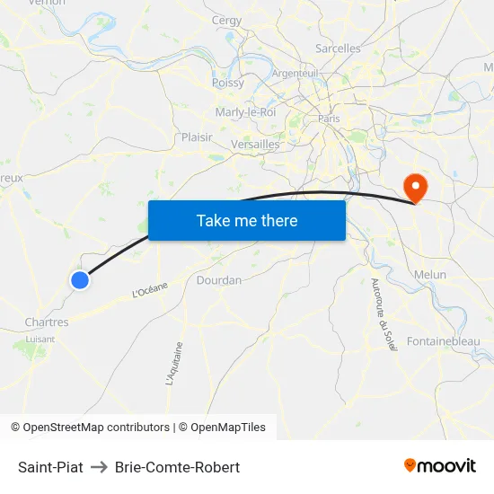 Saint-Piat to Brie-Comte-Robert map