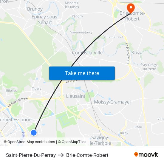 Saint-Pierre-Du-Perray to Brie-Comte-Robert map