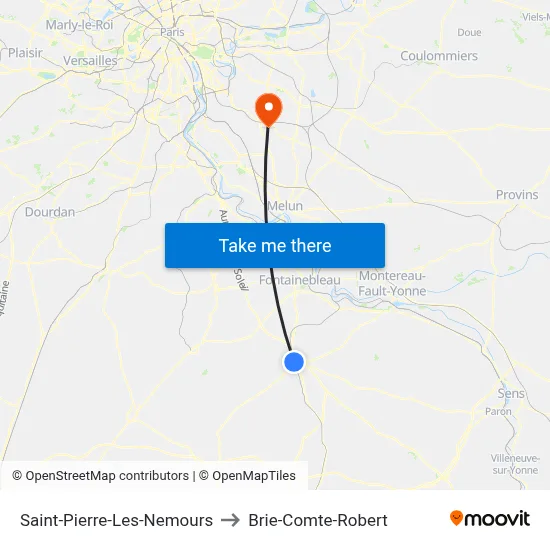 Saint-Pierre-Les-Nemours to Brie-Comte-Robert map