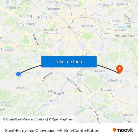Saint-Remy-Les-Chevreuse to Brie-Comte-Robert map