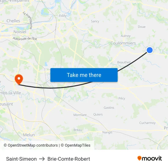Saint-Simeon to Brie-Comte-Robert map