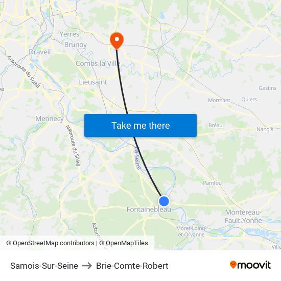 Samois-Sur-Seine to Brie-Comte-Robert map