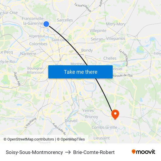 Soisy-Sous-Montmorency to Brie-Comte-Robert map