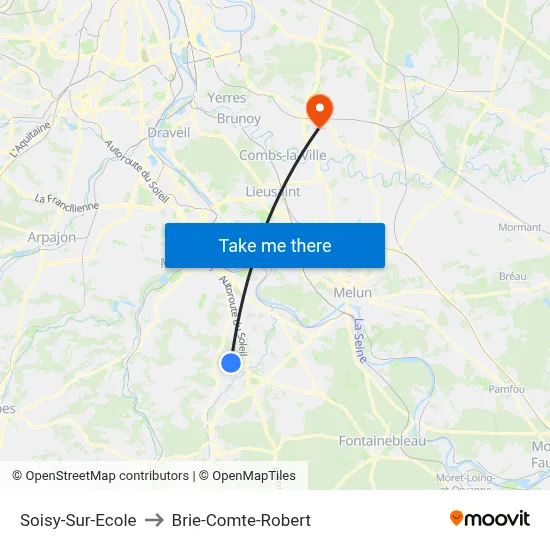 Soisy-Sur-Ecole to Brie-Comte-Robert map