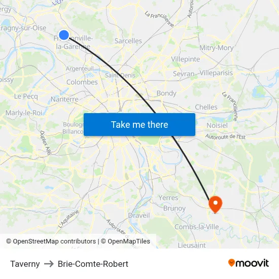 Taverny to Brie-Comte-Robert map