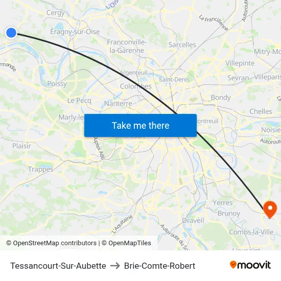 Tessancourt-Sur-Aubette to Brie-Comte-Robert map