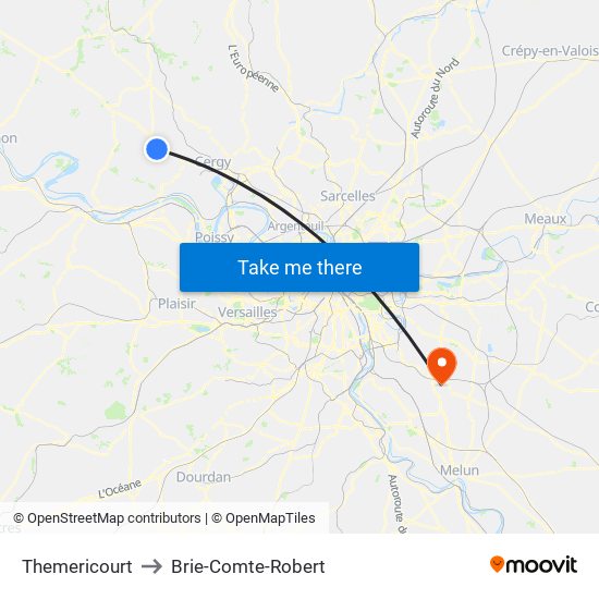 Themericourt to Brie-Comte-Robert map