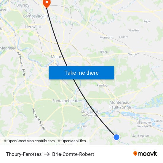 Thoury-Ferottes to Brie-Comte-Robert map