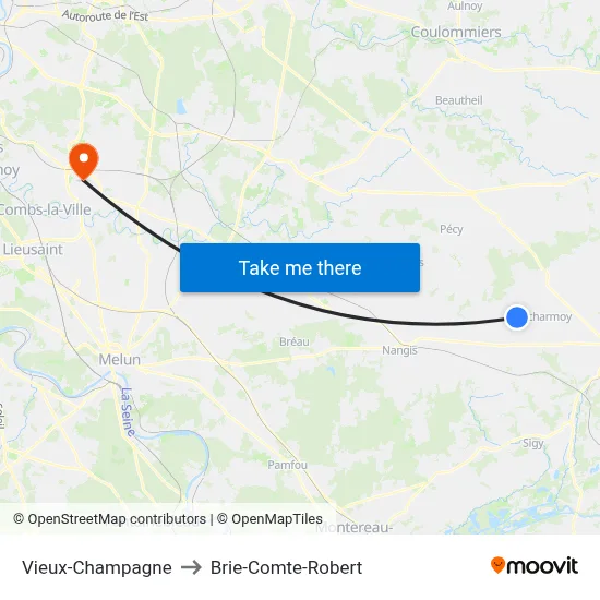 Vieux-Champagne to Brie-Comte-Robert map